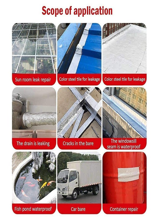 SILENCIO Silver Aluminium Metal Foil Tape High Polymer Instantly Leakage Repair Butyl Waterproof Tape Pipe Leakage Roof Water Tape Leakage Self Adhesive (5CM*5M (Pack Of 1)) - Image 4